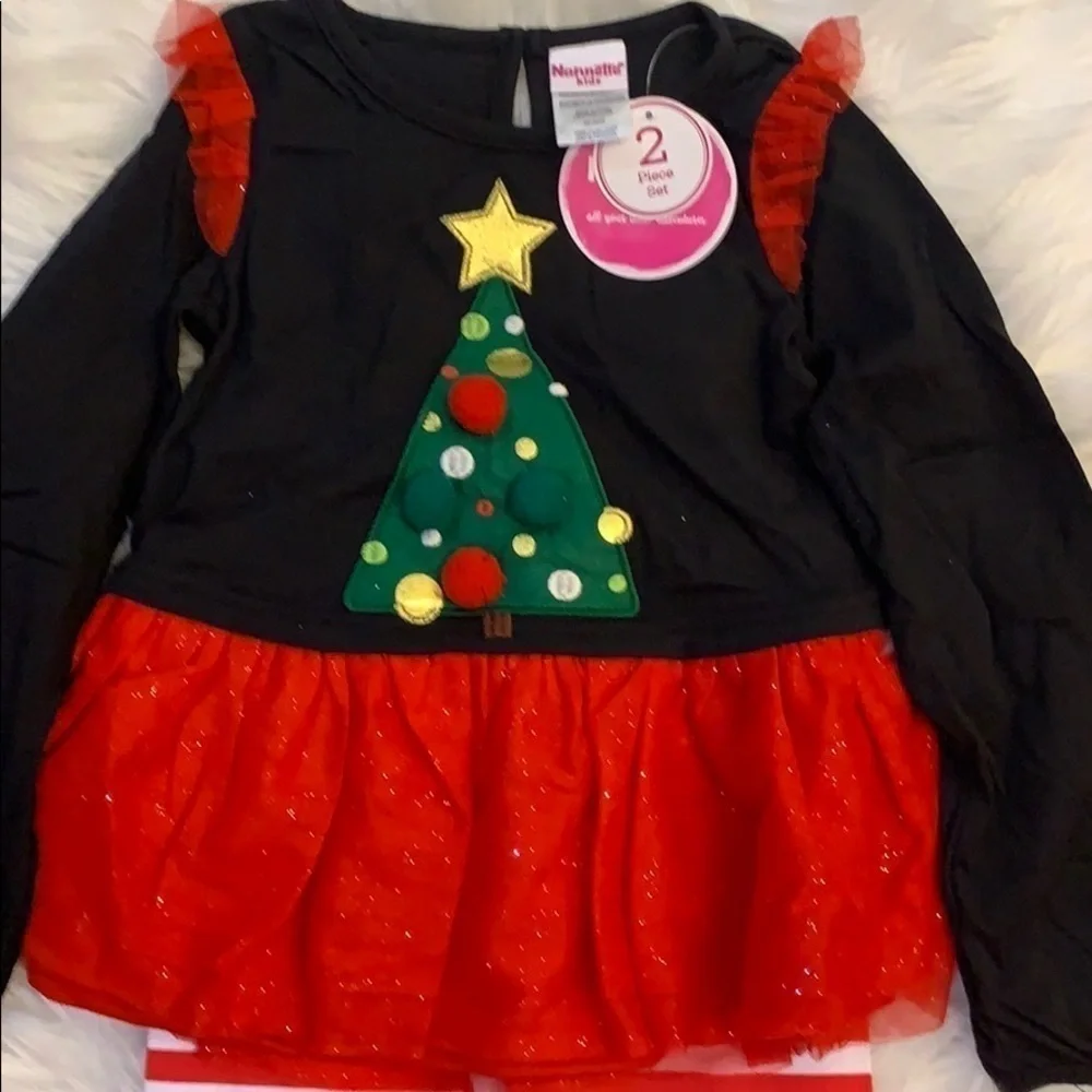 **Host Pick** Christmas Tree Peplum Top with Striped Leggings